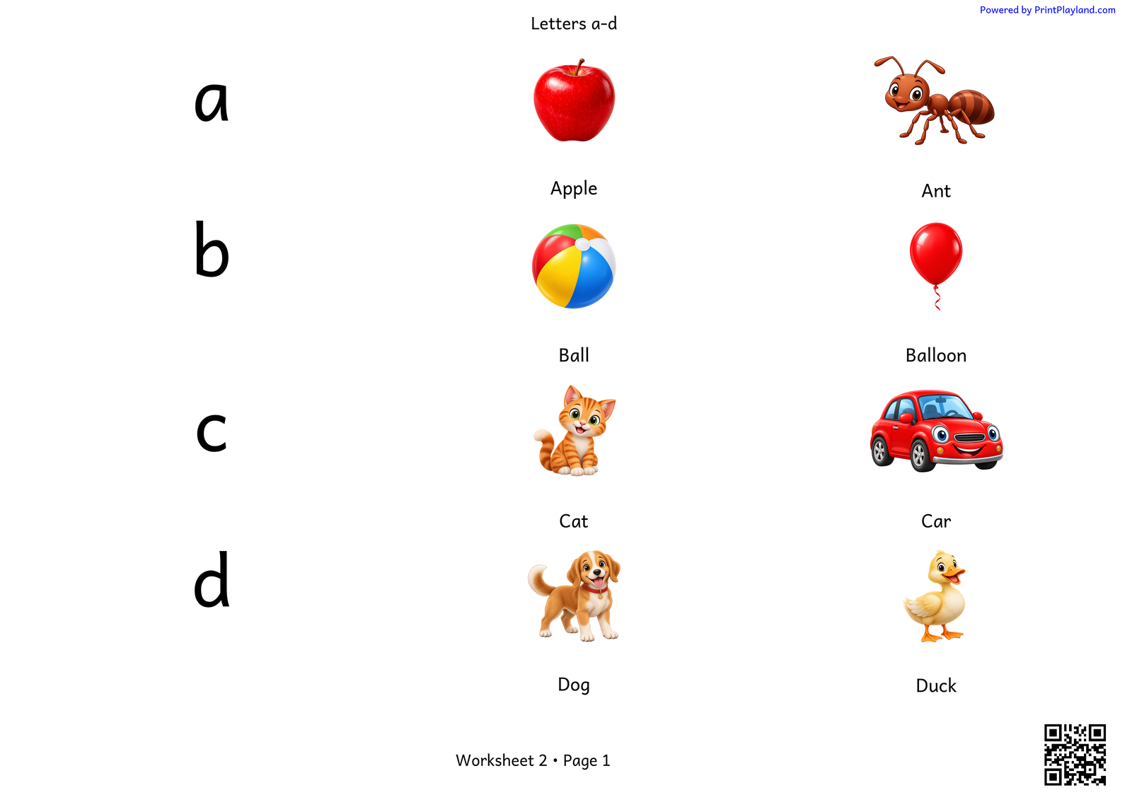 Lowercase Alphabet Familiarization