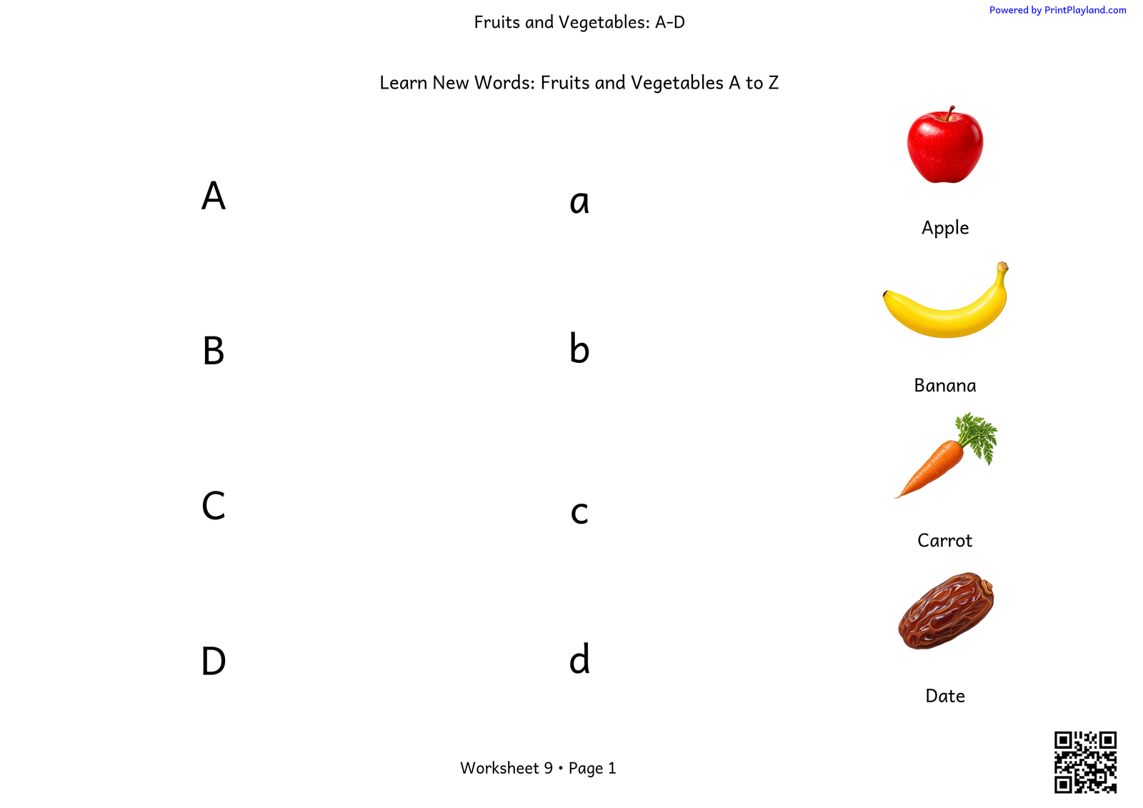 Learn New Words: Fruits and Vegetables A to Z