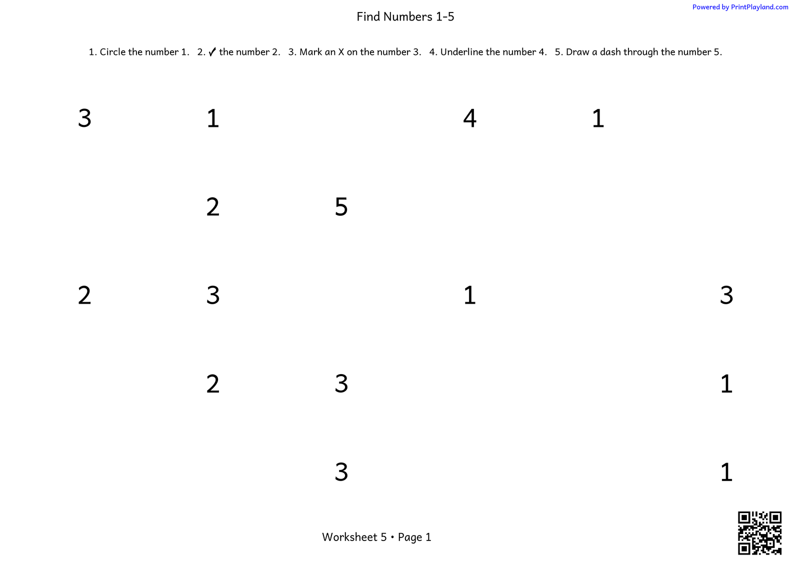 Number Identification: Numbers 1–20