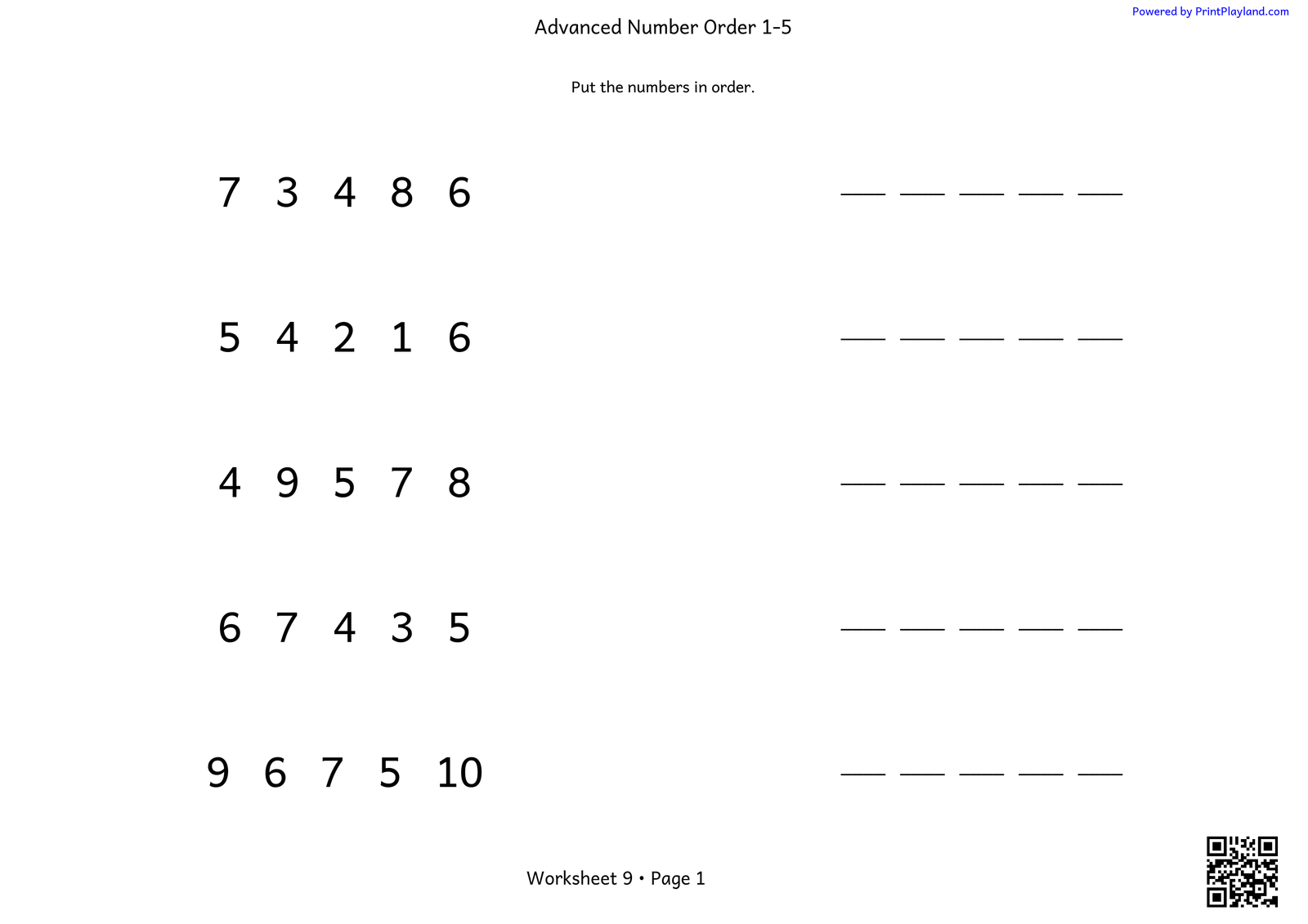 Number Order - 2: Numbers 1–20