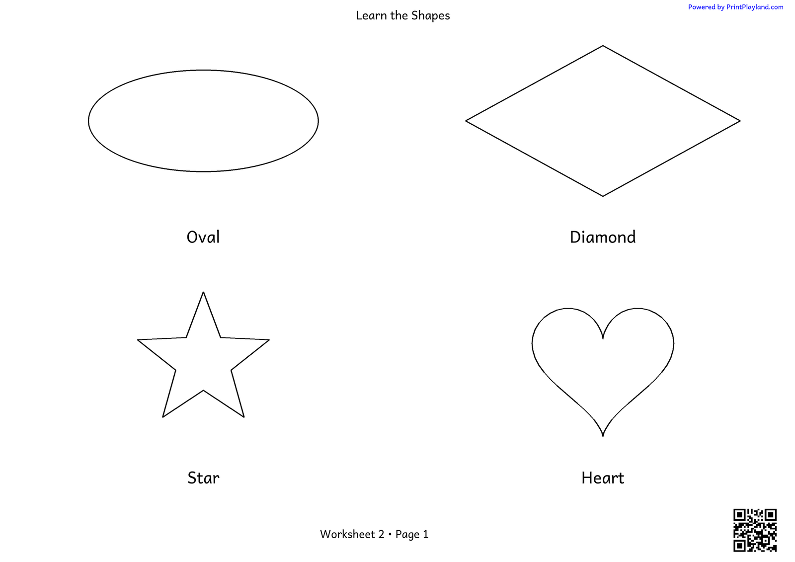 Shapes: Oval, Diamond, Star and Heart